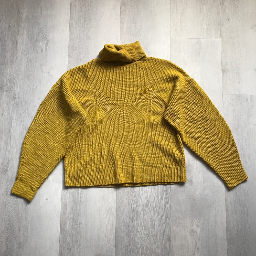 JOIE CHARTREUSE WOOL CROPPED LONG SLEEVE WOMENS LARGE